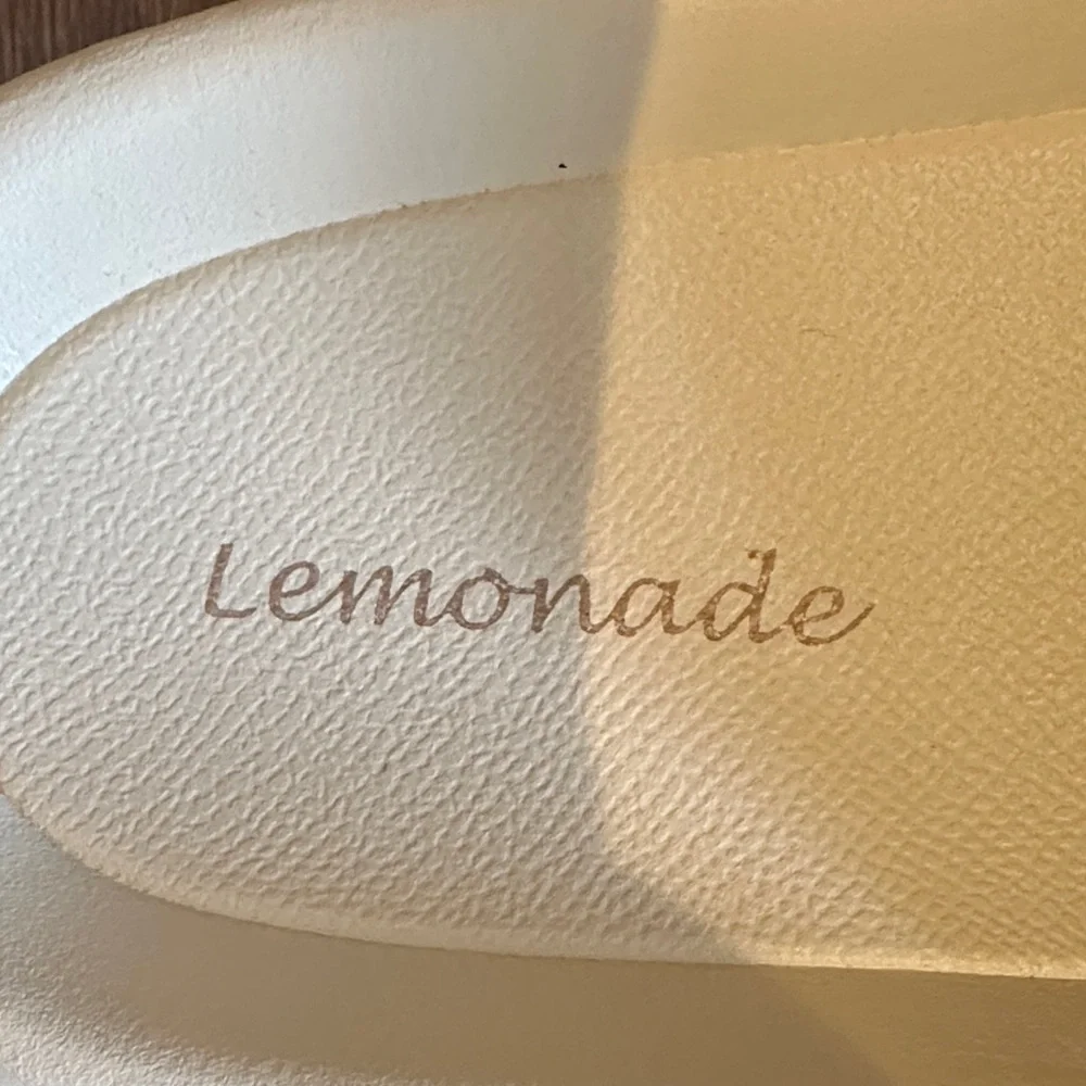 Lemonade Cream Monogram Embossed Slide Sandals | Designer Inspired Summer Slides